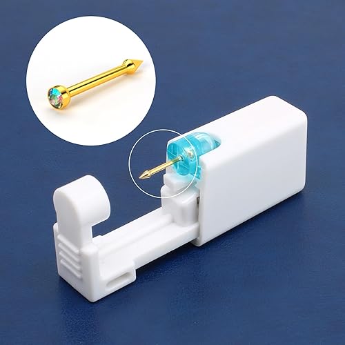 Miniatura 5 de 2 pcs Disposable nose piercing kits, at home nose piercing kit, nose ring gun Golden nose stud 8 nose studs and rings are included