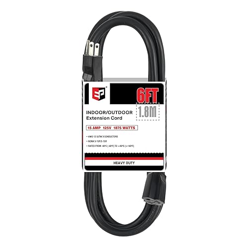 EP 6 Ft Outdoor Extension Cord - 12/3 SJTW Heavy