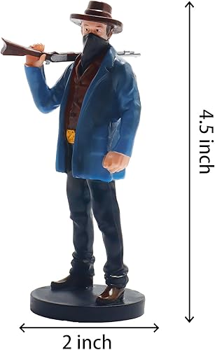 Miniatura 8 de Rileryan Figura de vaquero de 4.5 pulgadas, estatua coleccionable con tema de Old West Town