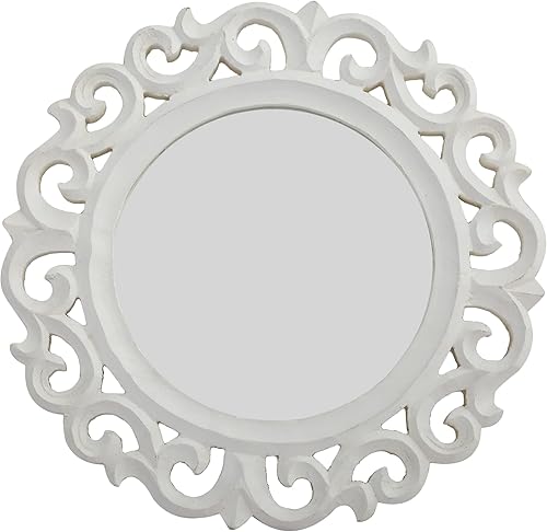 Miniatura 6 de ID-Mi-C-C-GR - Espejo de pared antiguo pintado a mano con diseño de círculo, de madera, rústico, vintage, tallado, hecho a mano, de 9 x 5 pulgadas,