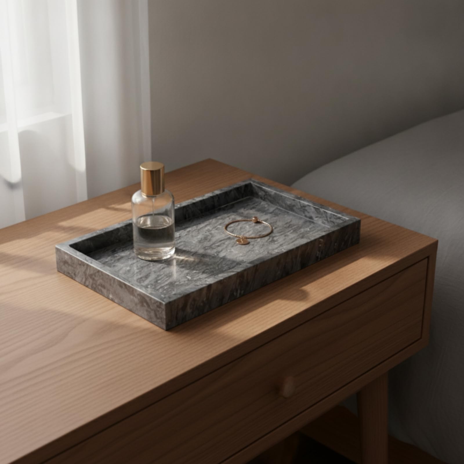 Vassoio in Marmo Lucido Portagioie Versatile per Ingresso, 25 Cm X 25 Cm X 3 Cm, style to 4