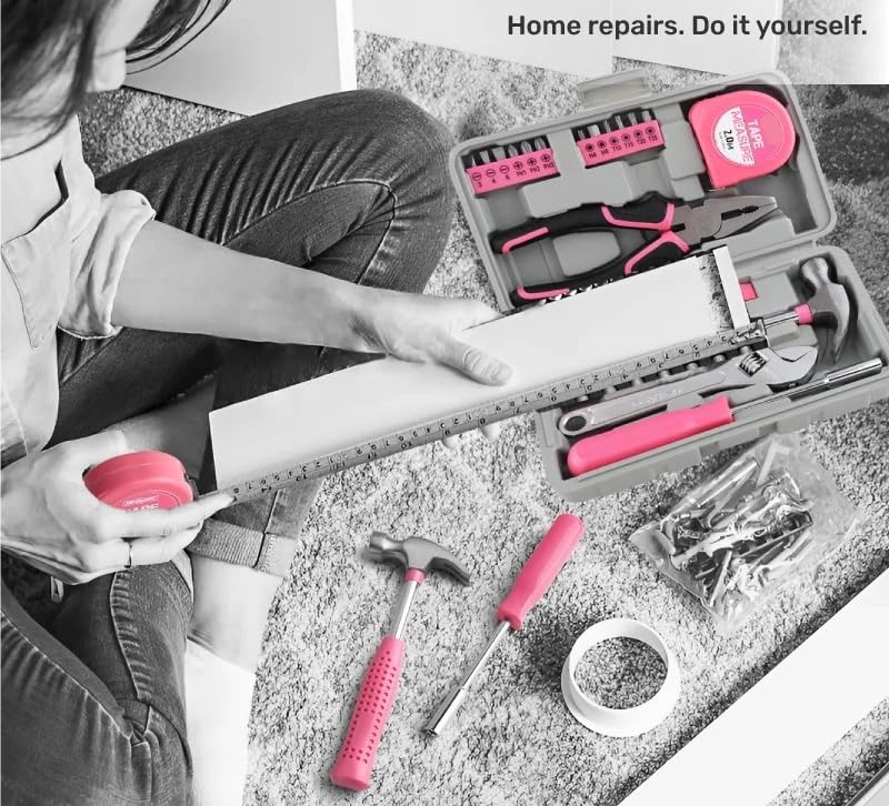 Set de herramientas combinado compacto rosa 18 piezas miniatura 4