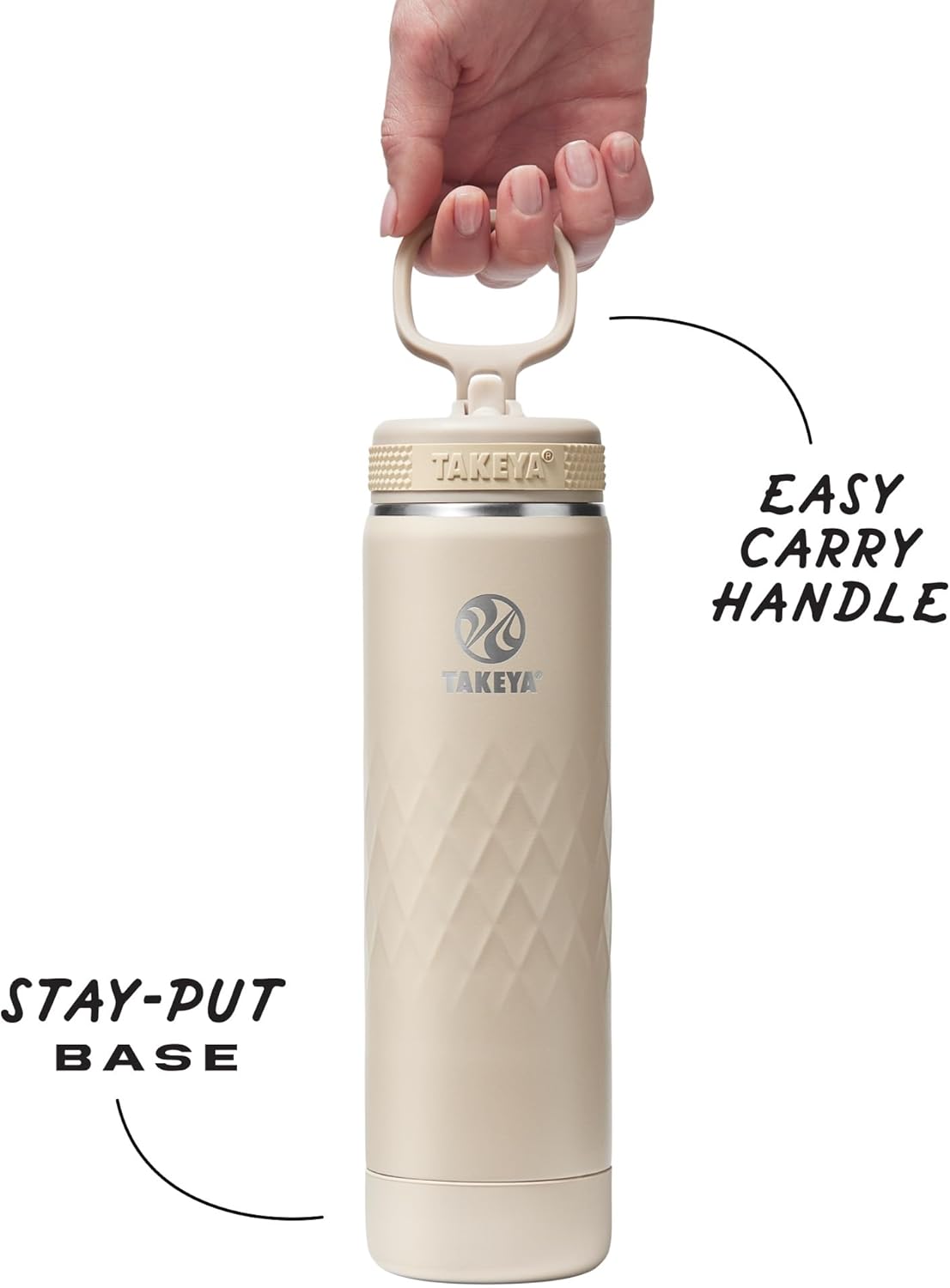 Takeya Sport 22 oz Triple-Insulated Stainless Steel Water Bottle, Straw Lid – Leakproof, Sweatproof, BPA-Free, Keeps Drinks Cold 36 Hrs, Hot 14 Hrs – Almond - Image 3