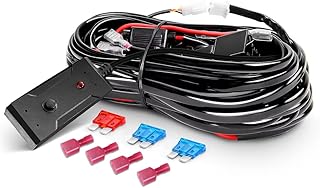 Movglow LED Light Bar Wiring Harness Kit 2Leads On Off Switch Power Relay Blade Fuse for Off Road Lights LED Work Light with Waterproof Switch 9-12V