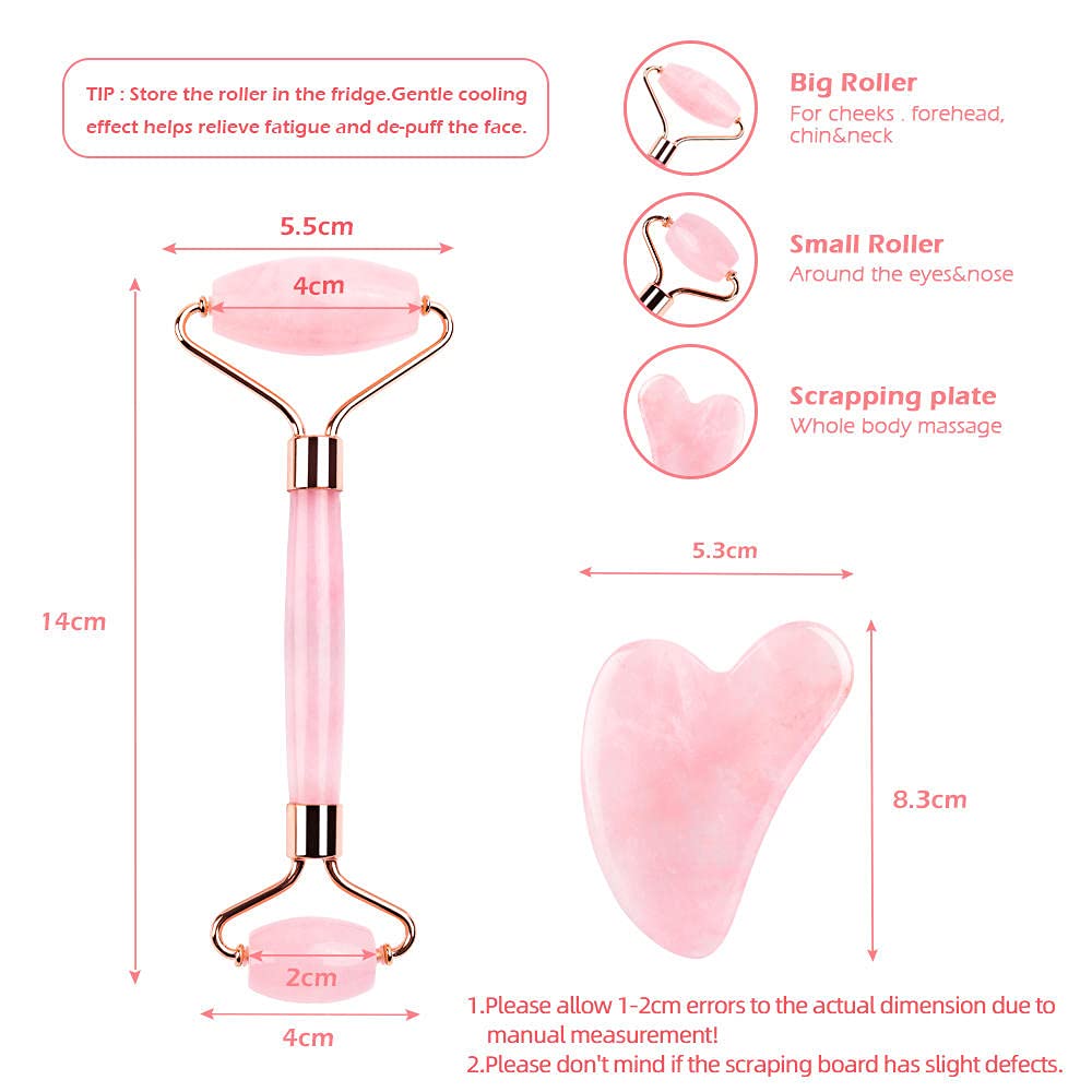 Strumento di sollevamento del viso Massaggiatore di quarzo rosa rullo di quarzo dimagrante Naturale Giada Facciale Massaggio di massaggio-H Green Set con scatola_CINA