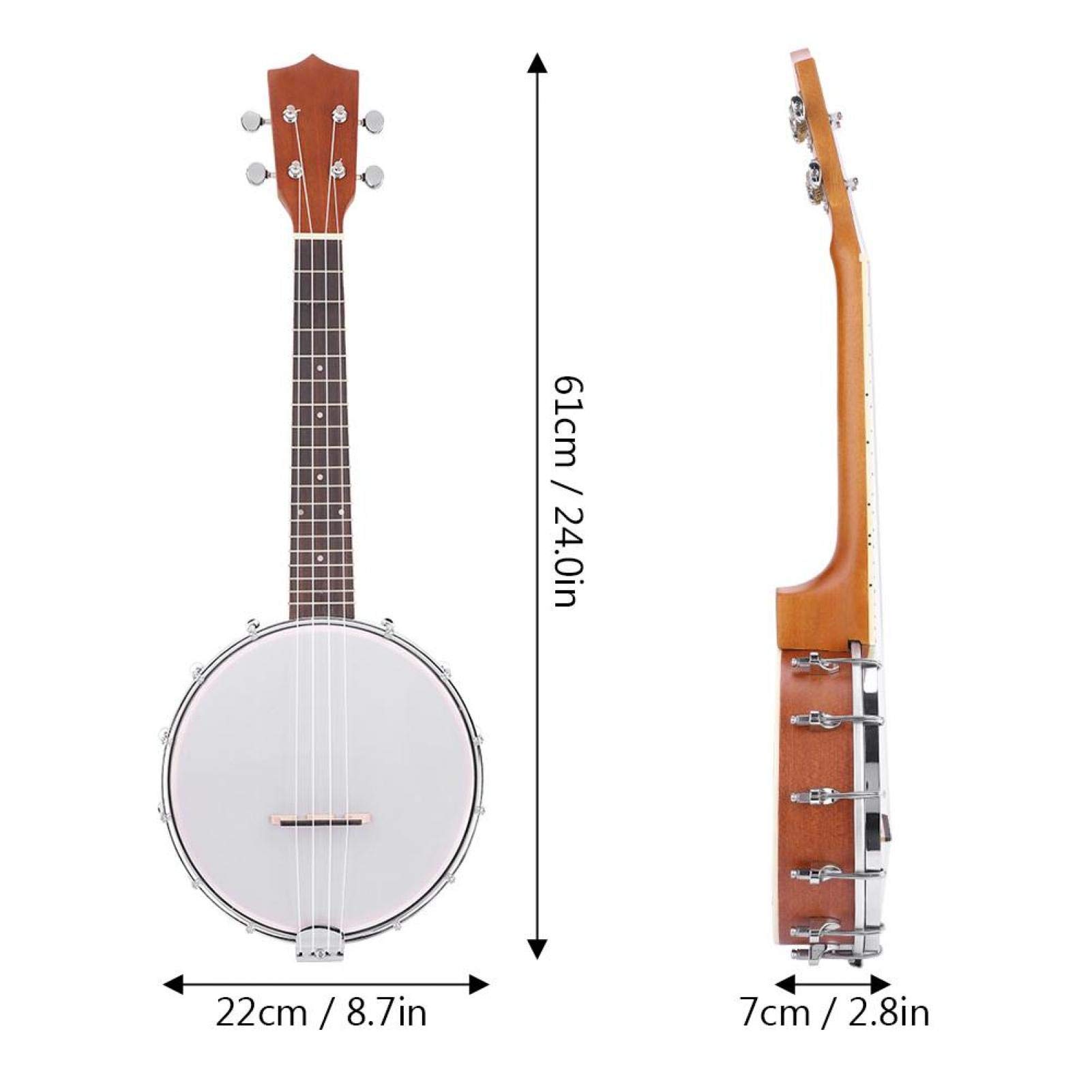 Musikinstrument-Banjo, 4-saitiges Banjo-Set mit BJ10-Saiten-Capo-Reinigungspolitur, Saiten-Banjo-Set
