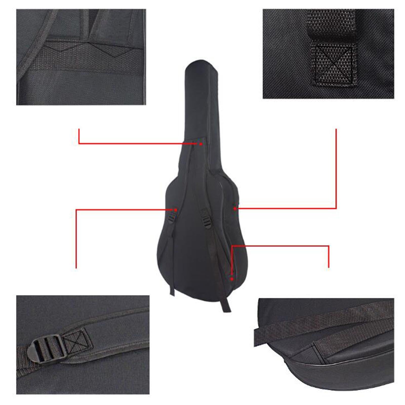 kowaku Housse de Guitare 36" à 38" en Sac à Dos, Housse de Protection en Tissu Oxford à Rembourrage Épais et Imperméable, Étui de Guitare avec Poignée et Poche Accessoires, pour Voyage, Noir