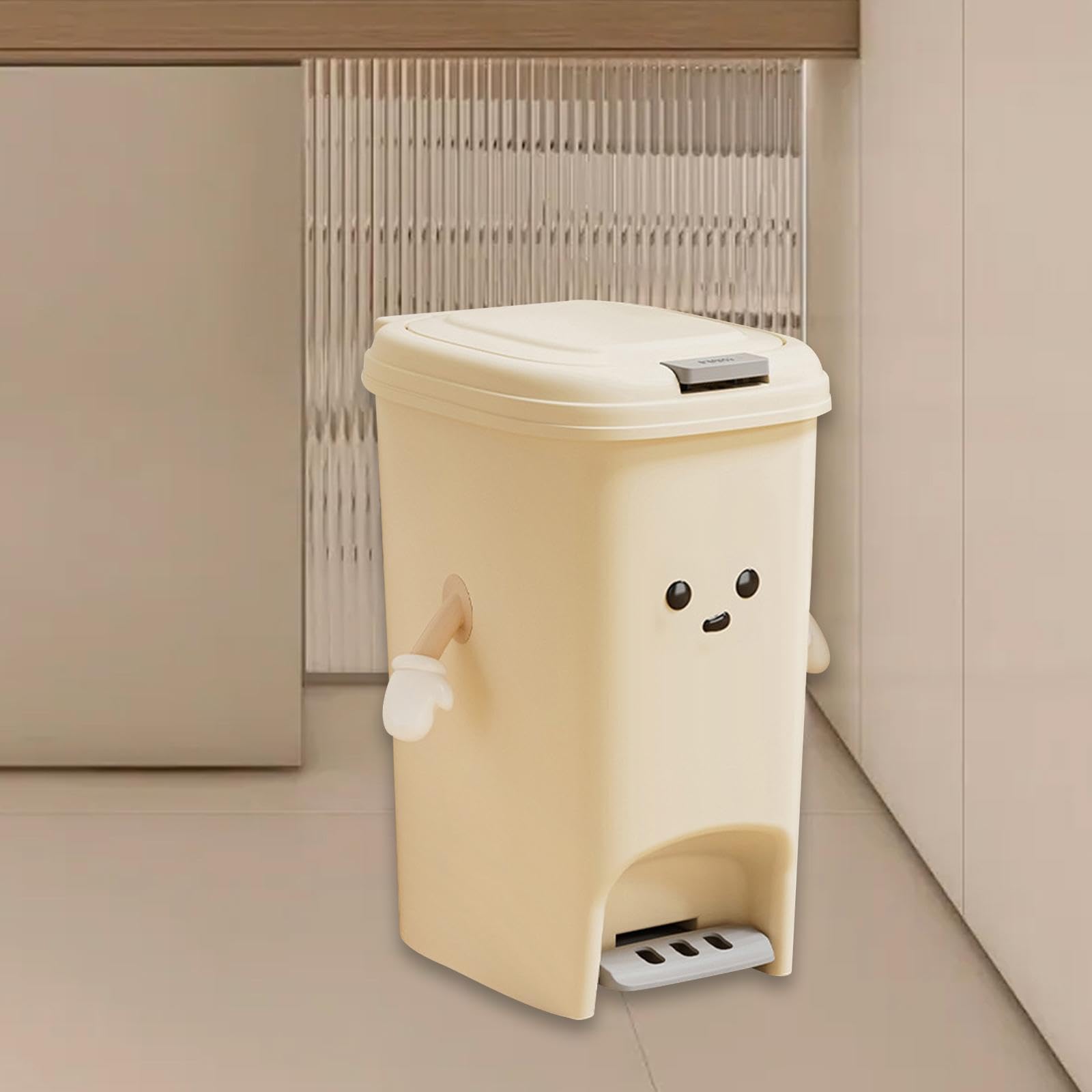 Fenteer Papelera con Pedal para pisar Papelera Papelera Rectangular Papelera con Pedal Papelera para Sala de Estar Estudio Hogar, 20l