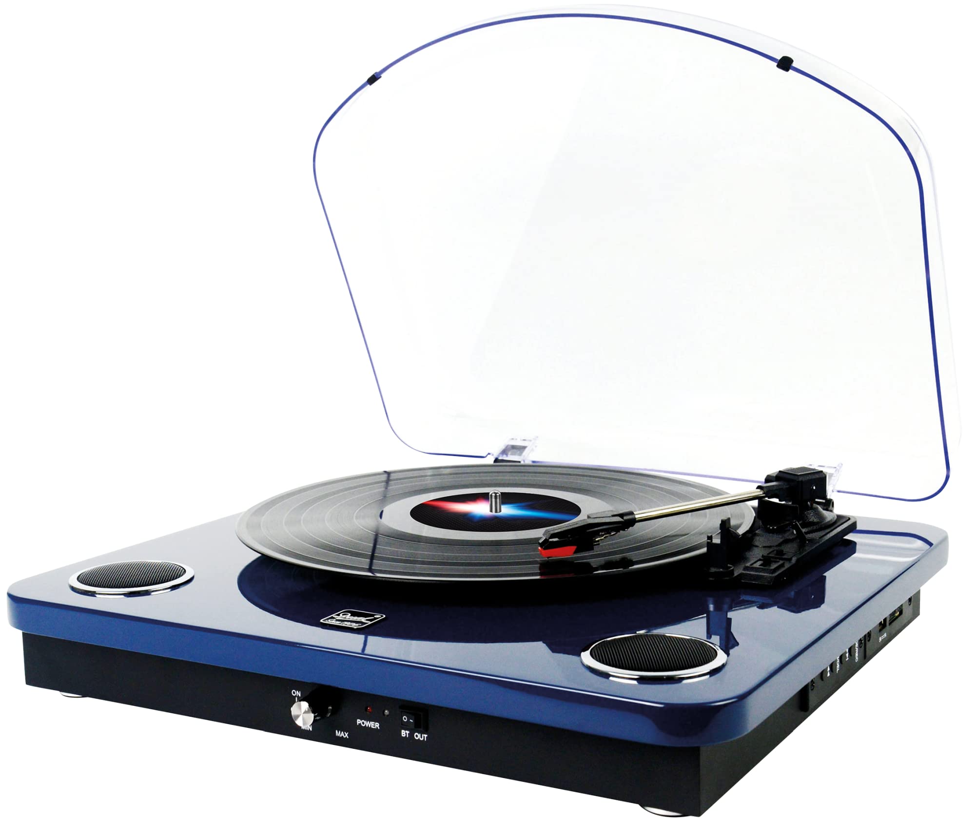 Platenspeler, VOKSUN draagbare Bluetooth vinyl draaitafel met ingebouwde stereoluidsprekers, 3-speed riemdrive koffer vinyl LP-speler, ondersteunt vinyl naar MP3-opname