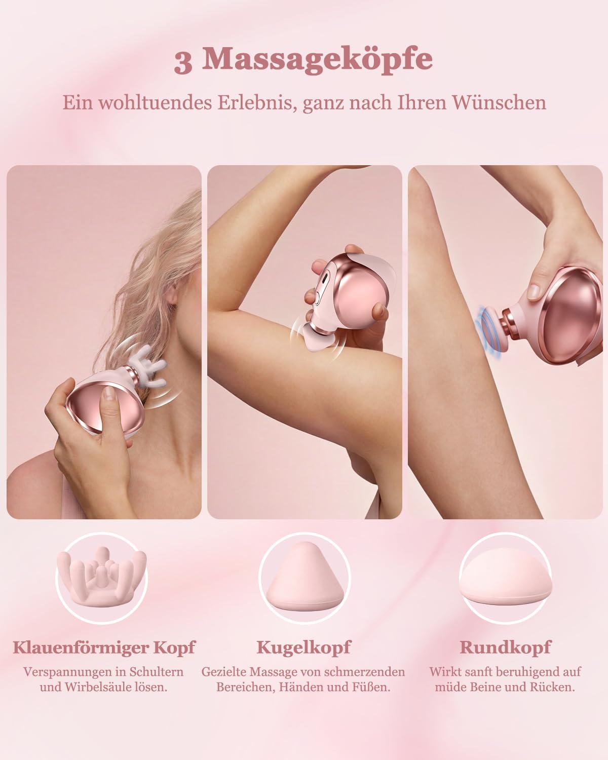 Mini-Massagepistole für Damen : 169g Ultraleicht,Geringe Vibrationen,Extrem Leise Tiefengewebe Percussion Massagegerät - Tragbares Handmassagegerät für Outdoor-Aktivitäten, Reisen, Büro und Frauen