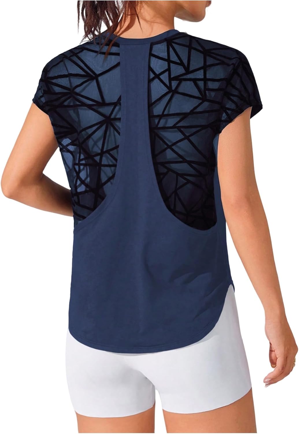 SweatyRocks Women's Mesh Short Sleeve Workout Top Sports Yoga Gym Athletic Shirts