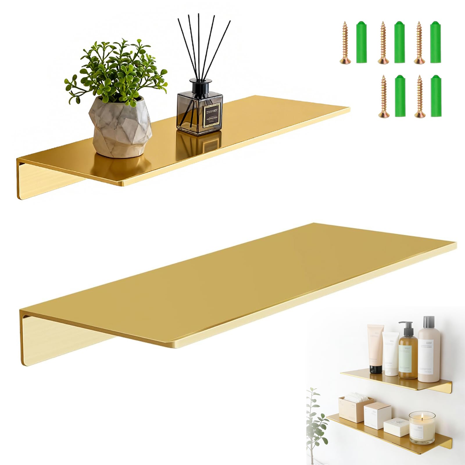 Étagère de salle de bain sans perçage : rangement douche doré étanche