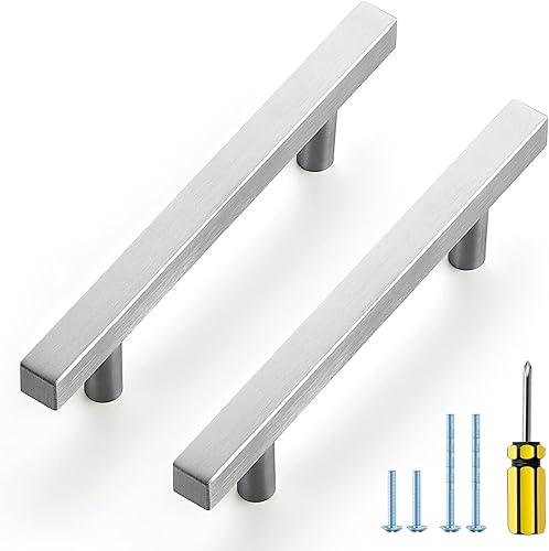 Ravinte Paquete de 30 manijas de gabinete de níquel cepillado cuadradas de níquel satinado de 3-34 pulgadas, herrajes plateados para armarios de