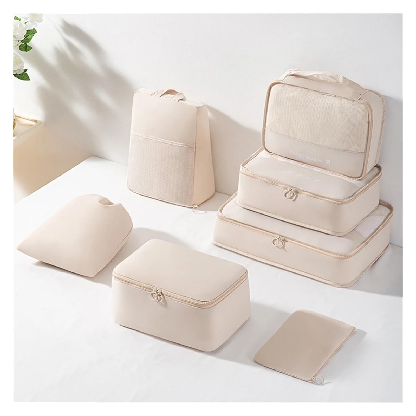 Packwürfel Reisegepäcktaschen-Set mit 7 Stück, einfarbig, vielseitig, staubdicht, Verpackungswürfel, zur Aufbewahrung von Unterwäsche, Kleidung, Kosmetik usw(GRAY)