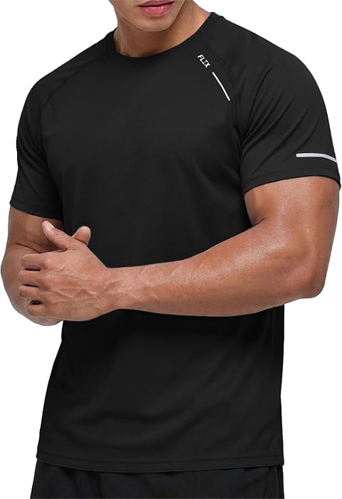 Comdecevis Men's Dry Fit Moisture Wicking Performance Workout T-Shirts | Soft and stretchy, quick dry, UPF 50+ sun, breathable cooling, mesh raglan sleeves, gym, running, athletic, fitness tops