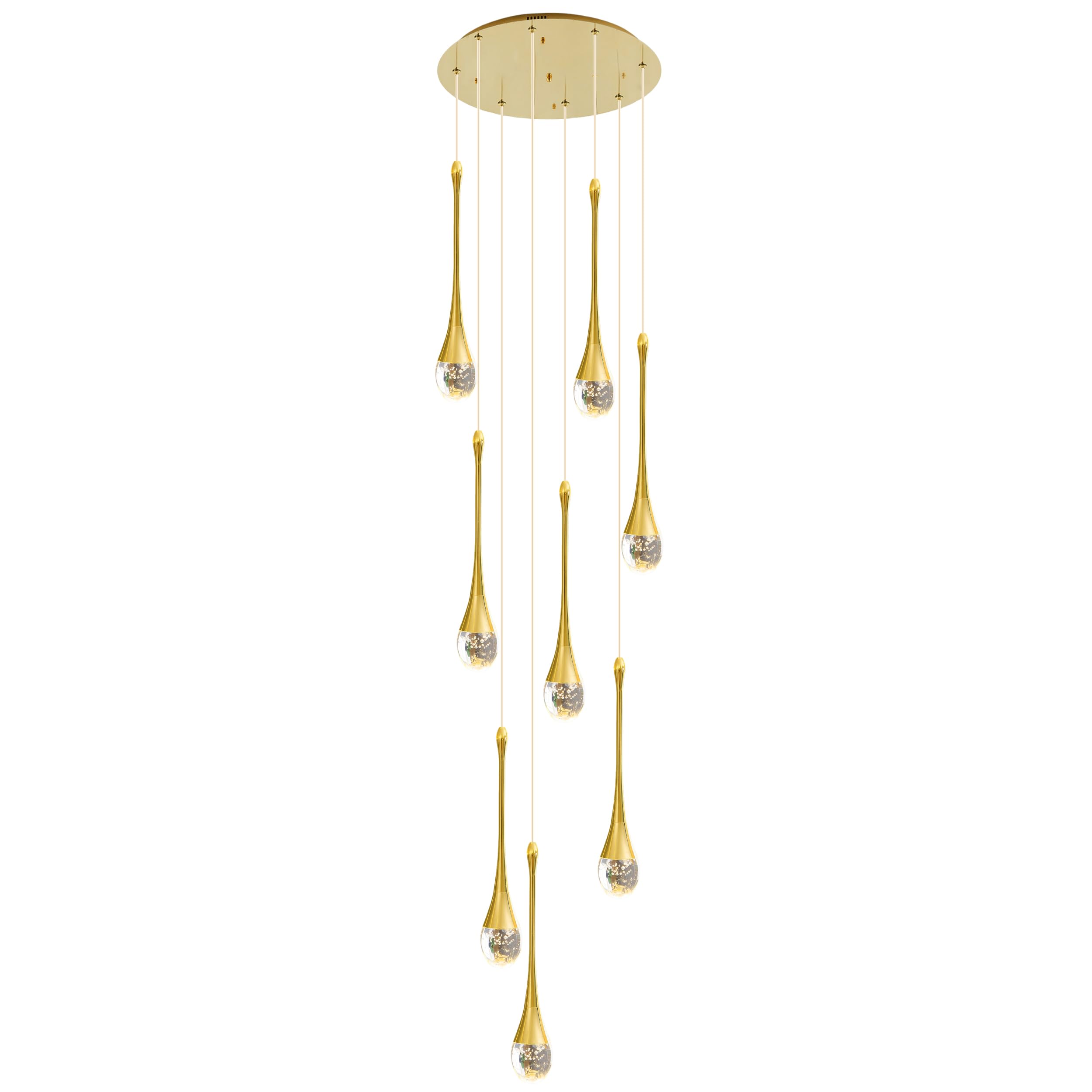 PCXEHUYP 8-Light Crystal Chandeliers 3CCT Dimmable LED Pendant Lights Raindrop Spiral High Ceiling Dome Chandelier For Living Room Foyer Entryway Staircase Lighting Fixture