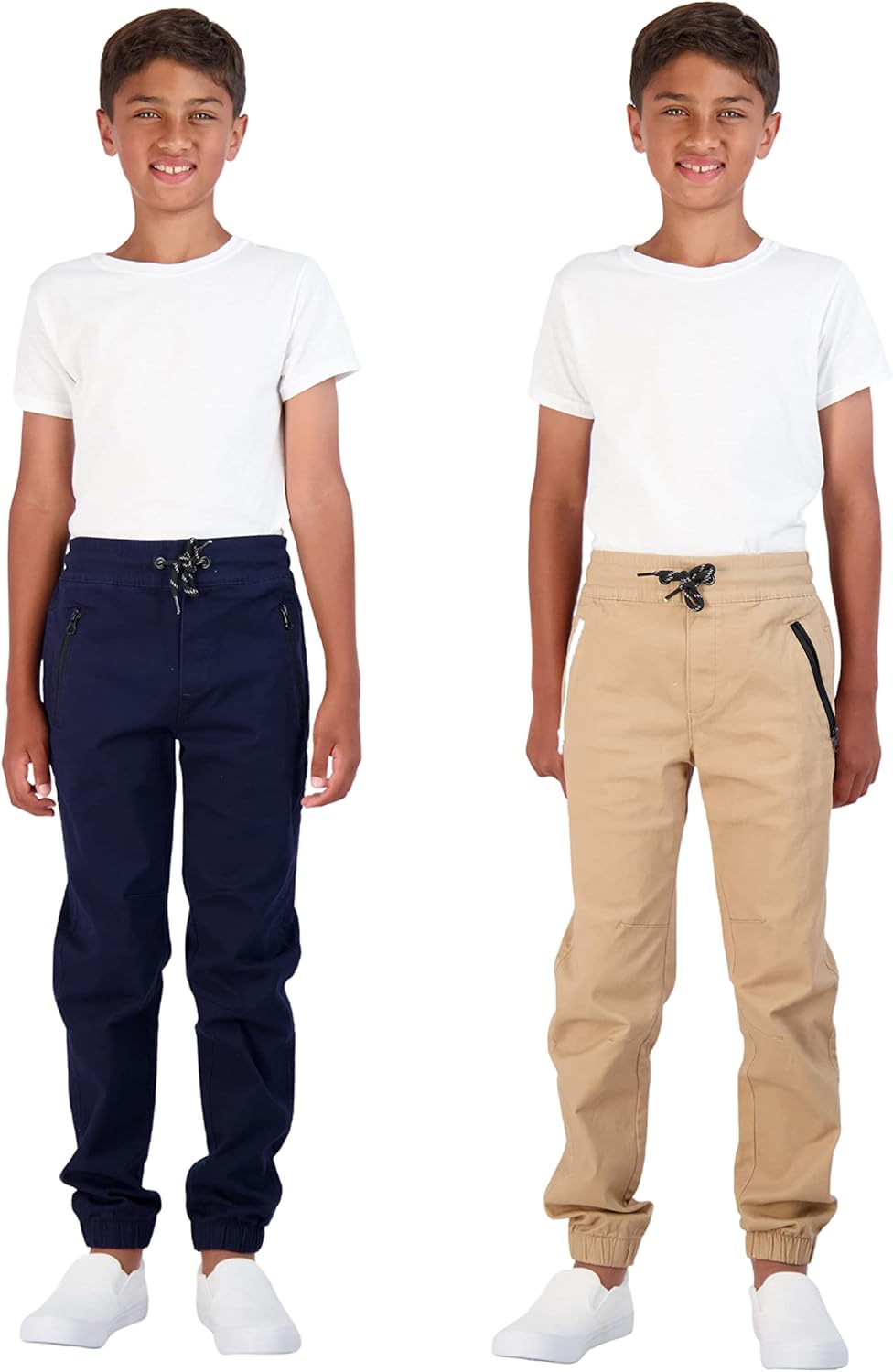TONY HAWK Boys Twill Jogger Pants with Zipper Pockets 2-Pack Pull on Pants for Kids - Image 6
