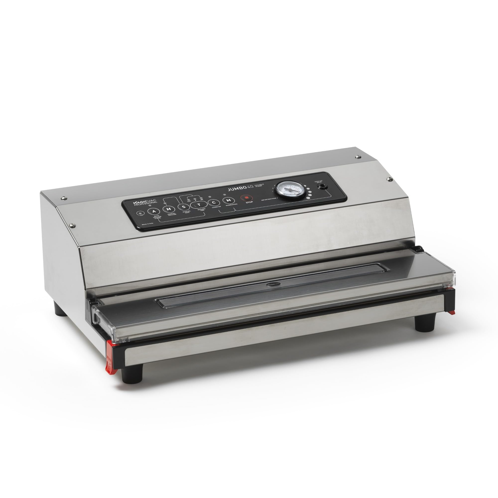 Magic Vac, Jumbo 40, Macchina Sottovuoto Alimenti Heavy Duty in Acciaio Inox, Ideale per Sacchetti Sottovuoto e Contenitori, con Potente Motore, Kit Sottovuoto Alimenti, Brevettata, Made in Italy