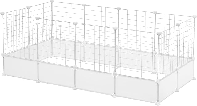 EUGAD Wybieg dla królików, wybieg dla królików, wybieg dla świnek morskich, biały, szer. x wys. x gł.: 142 x 53 x 71 cm