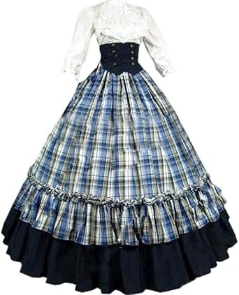 I-Youth Womens Renaissance Civil War Victorian Dress Southern Belle Cosplay Medieval Pioneer Dickensonian Costume