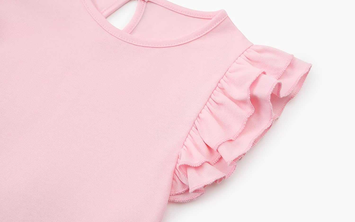 Toddler Girls Blouse Ruffle Sleeve Short Sleeve Basic T Shirt Casual Plain Solid Tee Tops