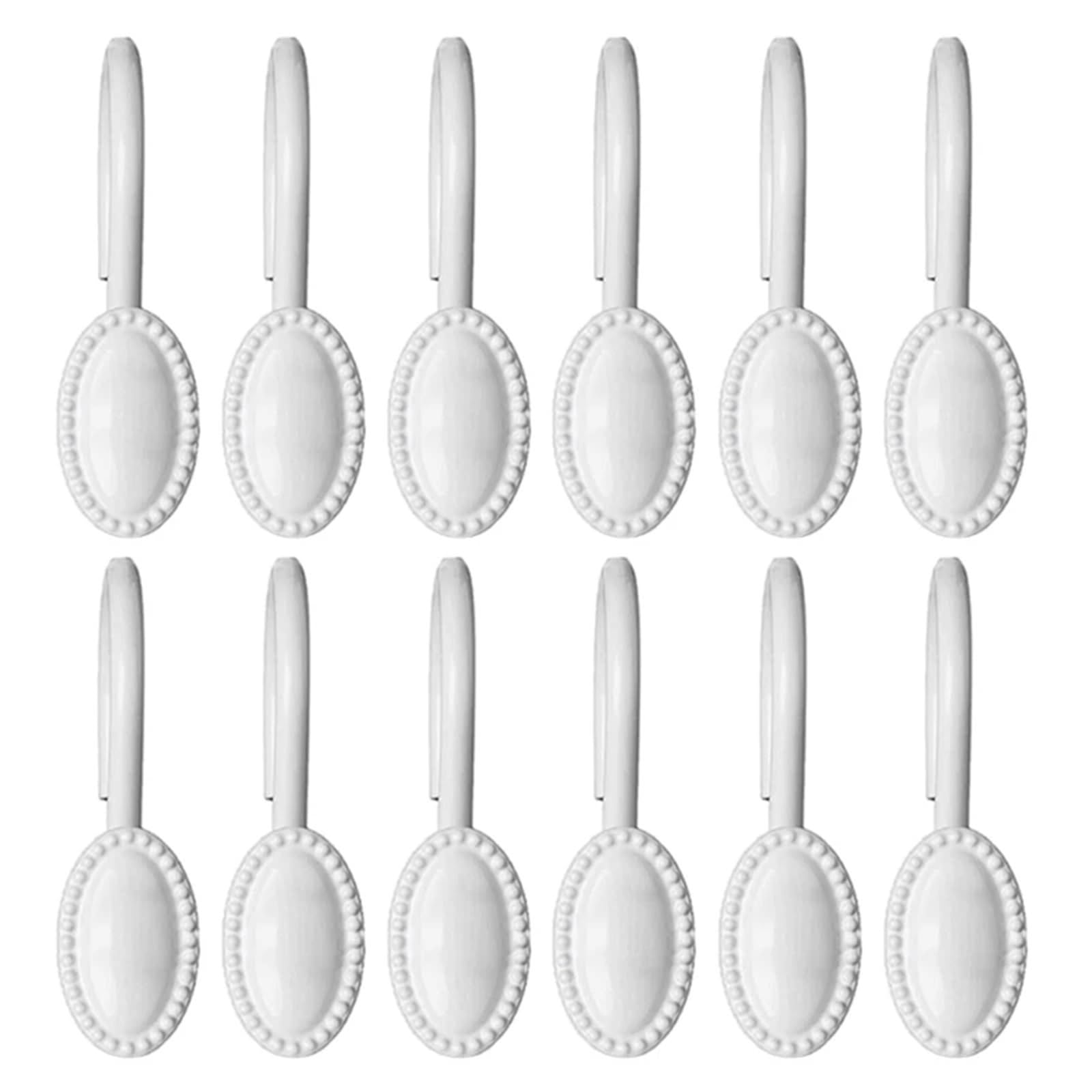 12PCS Shower Curtain Hooks Stainless Rings Modern Hangers For Easy Movement(White)
