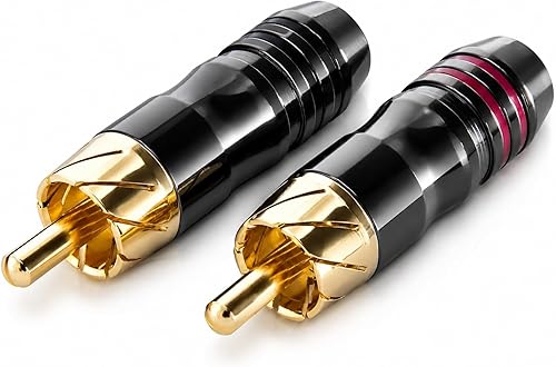 Sinuslive CS Metall Cinchstecker 1 Paar, titan-anthrazit, 24 Karat vergoldete RC