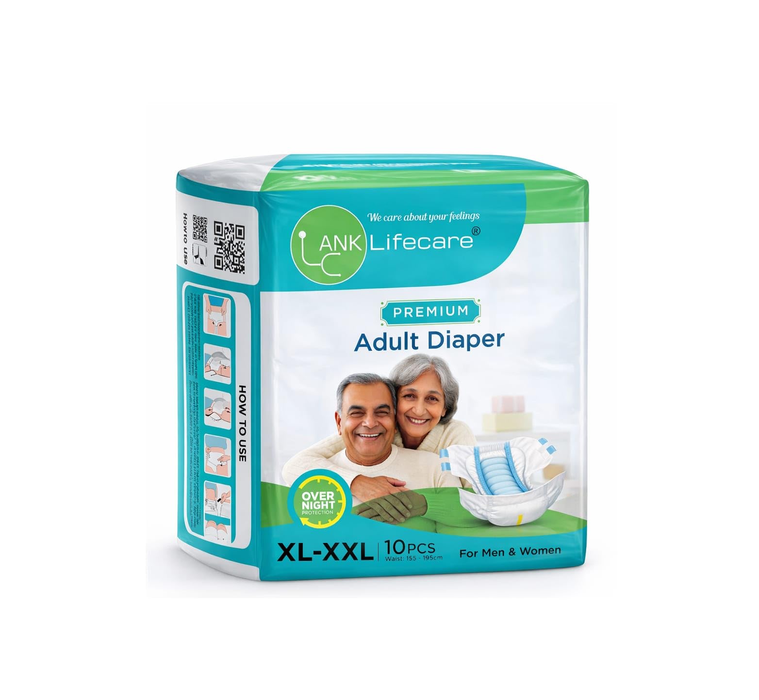 ANK Lifecare PREMIUM Adult Diaper (Size : XL Waist size:155-195CM / 61-77 INCH) Tape Style, High Absorbency, Odour Free,Anti-Bacterial,Extra Absorbent gel core for men and women pack of 2(20 diapers)-image-45