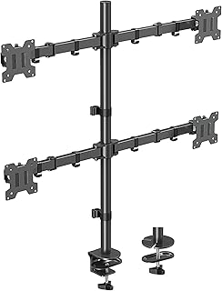 MOUNTUP Quad Monitor Stand, 4 Monitor Desk Mount for 13 to 32 inch Computer Screens, Fully Adjustable Stacked Mount with Tilt Swivel, Four Heavy Duty Monitor Mount, Holds up to 17.6lbs per Arm, MU3007