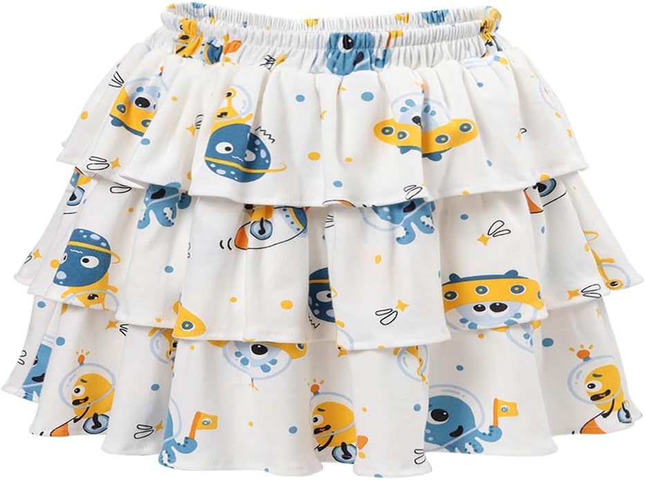 CutiePlusU Women's Cartoon Print Mini Skirt - High Waist Elastic Waist - Spring/Summer