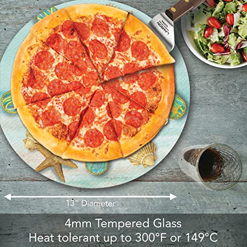 Counterart Blue Sea Flip Flops 4Mm Heat Tolerant Tempered Glass Lazy Susan Turntable 13" Diameter Cake Plate Condiment Caddy Pizza Server #TOP6