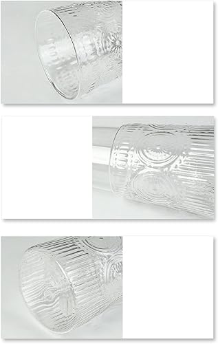 Miniatura 8 de RockTrend Jarra de agua retro de cristal con alivio de girasoles para noche con vaso, jarra de vidrio y juego de tazas, ámbar, relieve gris