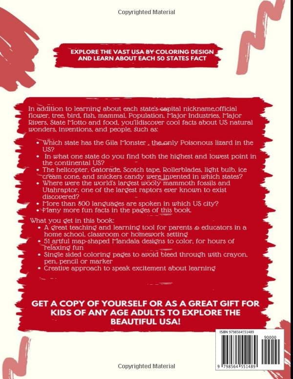 50 States of USA mandala coloring book: With Fun Facts of Each State, United States of America Coloring Book - Image 2