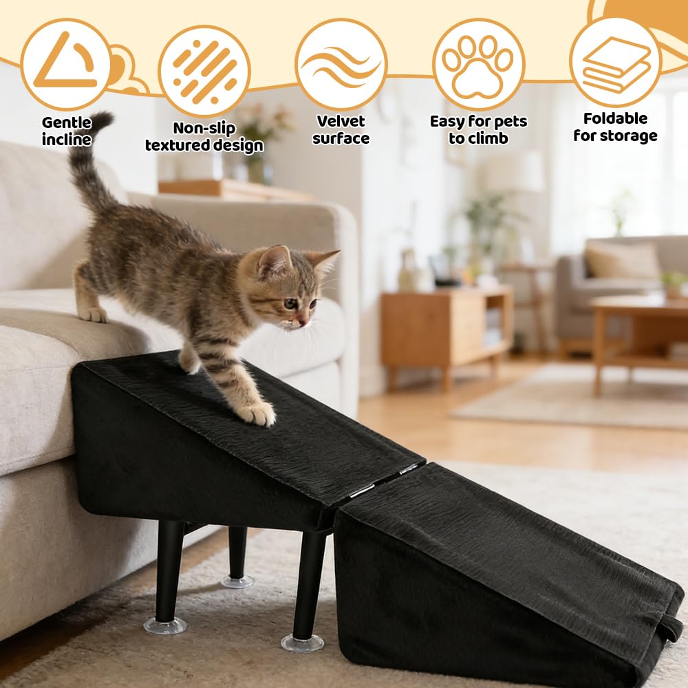 Rampa plegable para perros, antideslizante, resistente al desgaste, para sofá, cama, sofás, escaleras para perros para mascotas pequeñas y medianas