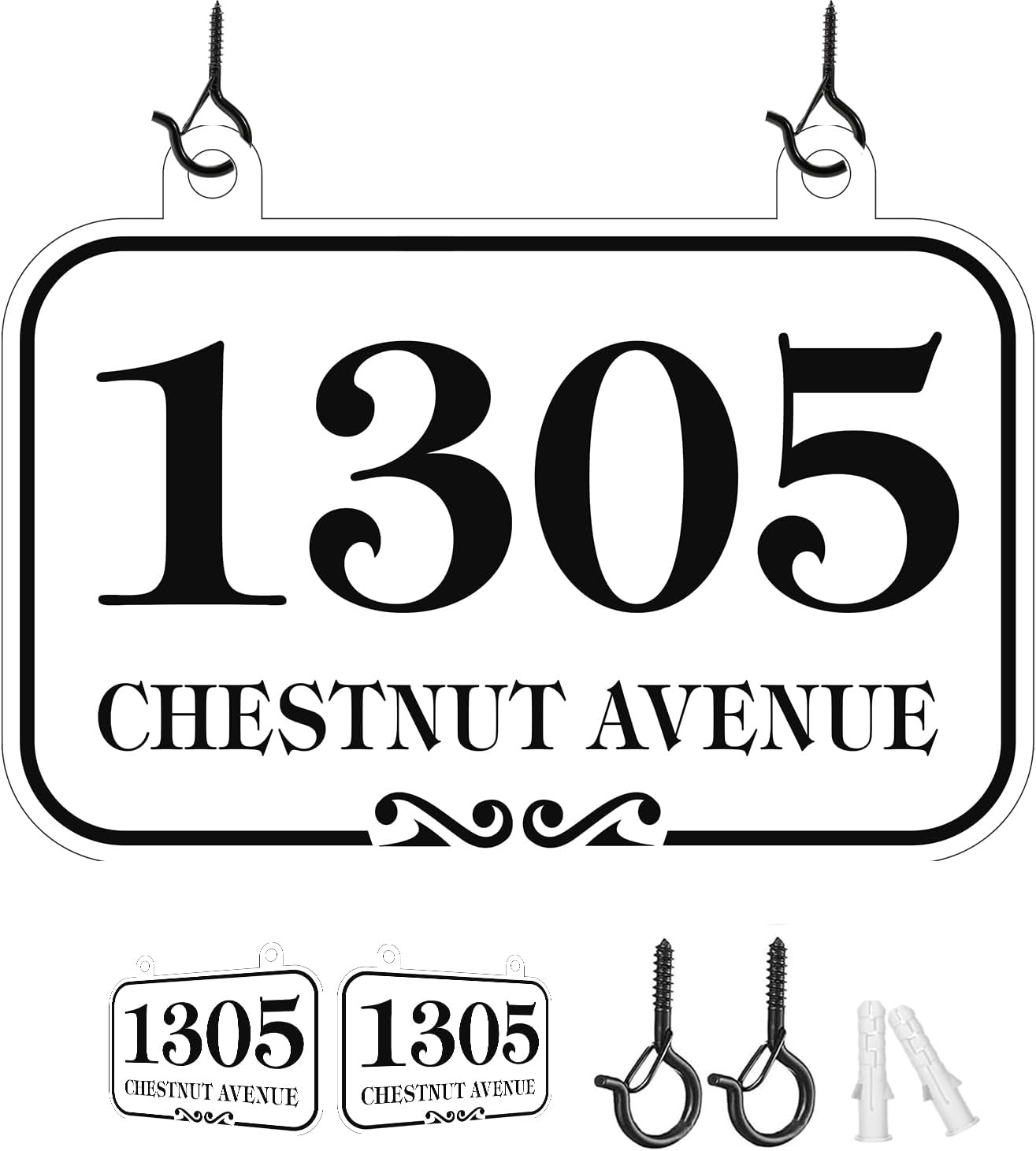 Hanging Address Plaque Sign - 10'' x 7'' Personalized Mailbox House Number Plaque Sign,House Numbers for Outside House,Lamp Post,Light Post,Mailbox Double Sided