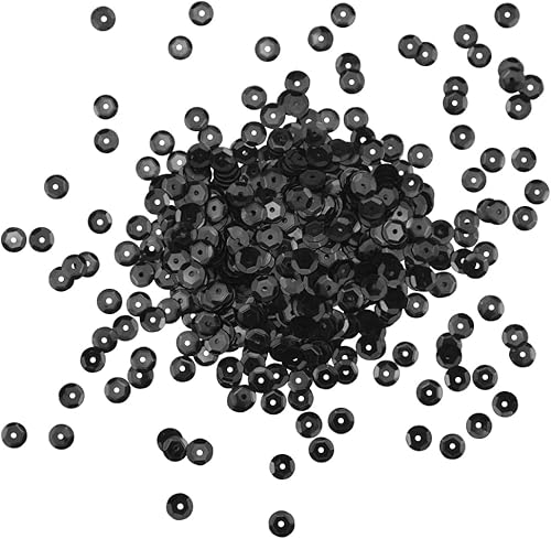 SaktopDeco Lentejuelas sueltas negras a granel de 0.236 pulgadas (0.236 in), redondas, para manualidades, costura, bordado, apliques de bordado,