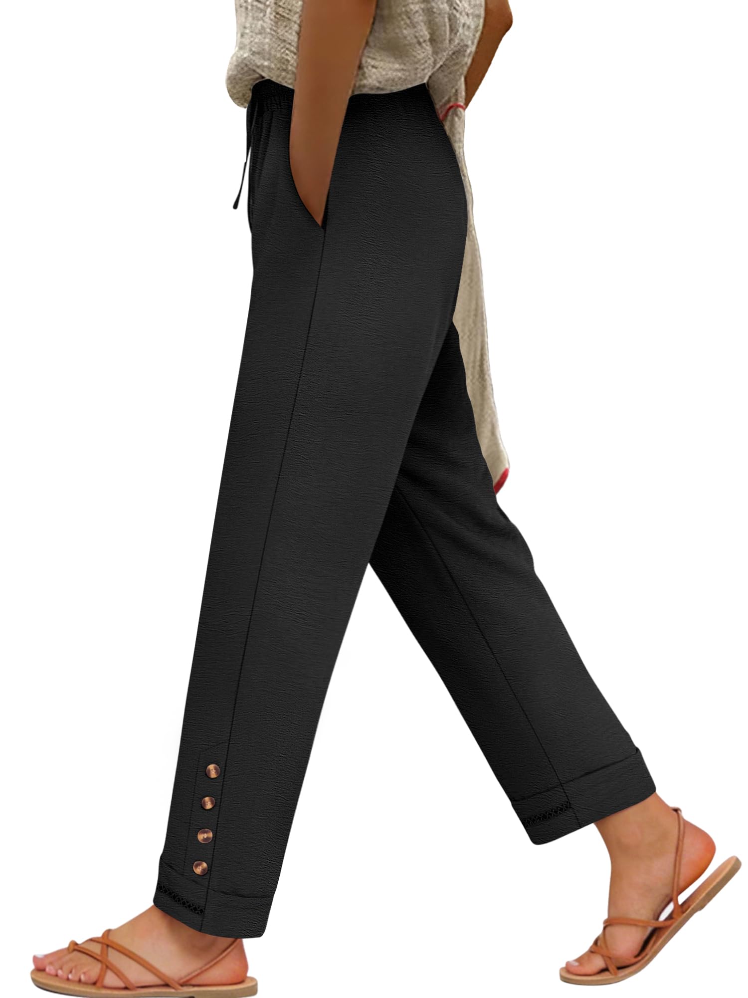 ANRABESS Womens Casual Capri Pants Drawstring Elastic Waist 2026 Summer Loose Ankle Beach Work Cropped Trousers with Pockets