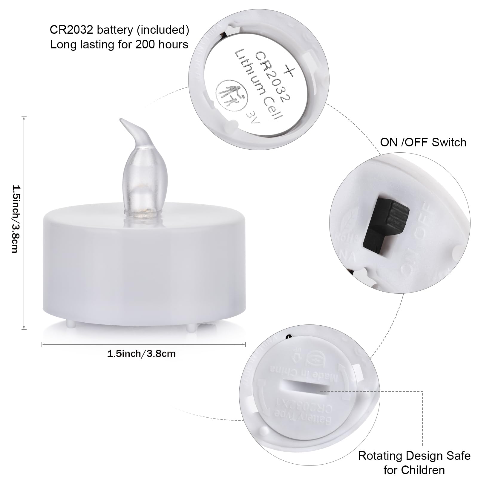 Boyanuo Candele a LED 100pcs Lumini da Tè Tealight Elettrica Luce Calda Senza Fiamme con Batterie Adatte per Decorazione di Casa, Compleanno, Matrimonio, Natale, Halloween ecc