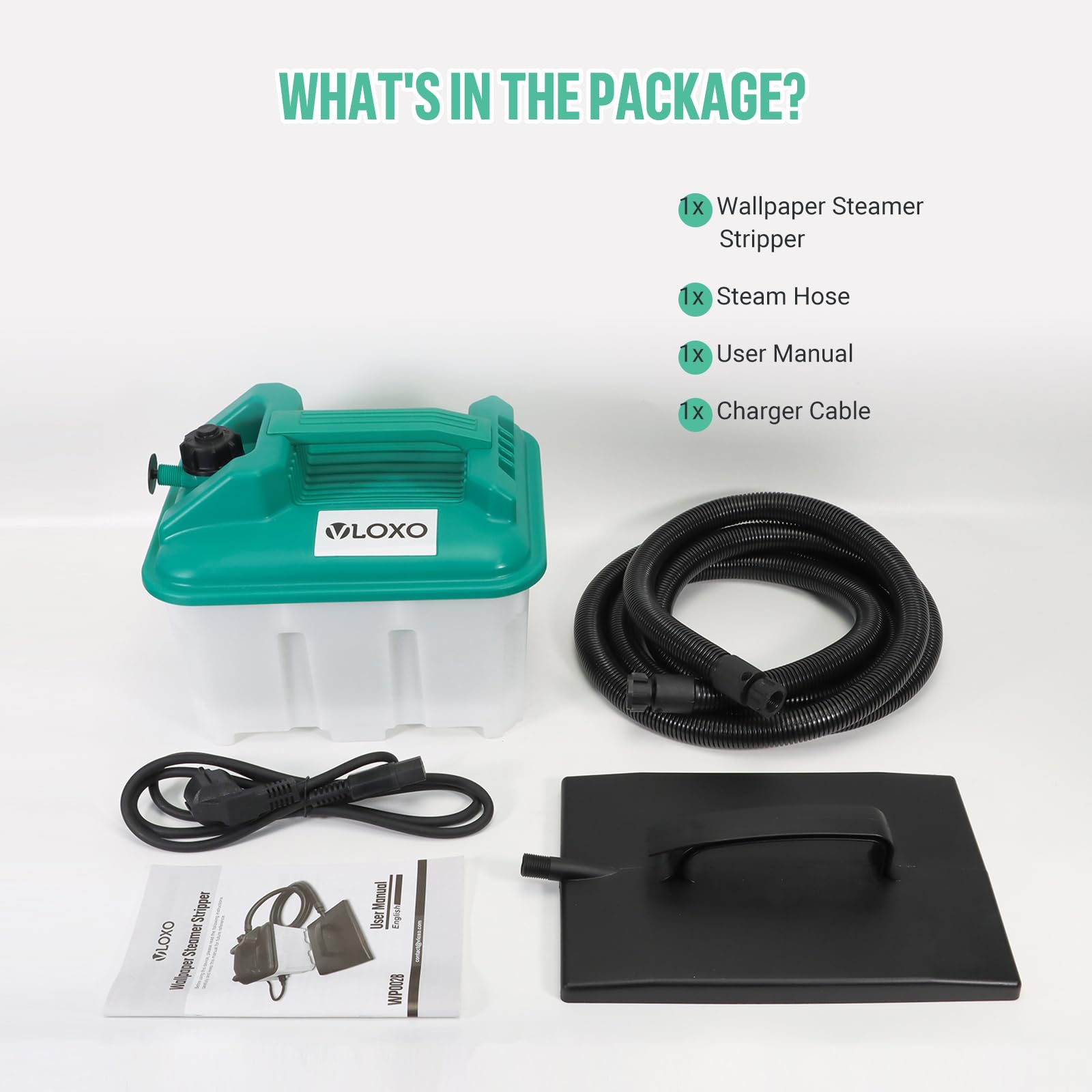 2300W Décolleuse Papier Peint, VLOXO Décolleur Papier Peint avec Réservoir 4,5L, Spatule et Autonomie 70 min, Décapeur pour Vinyle, Peinture, Plusieurs Couches et Murs Texturés