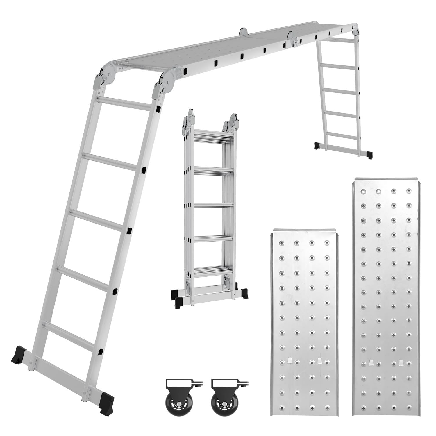 4 x 5 drabina wielofunkcyjna z rolkami i platformą, 5,78 m