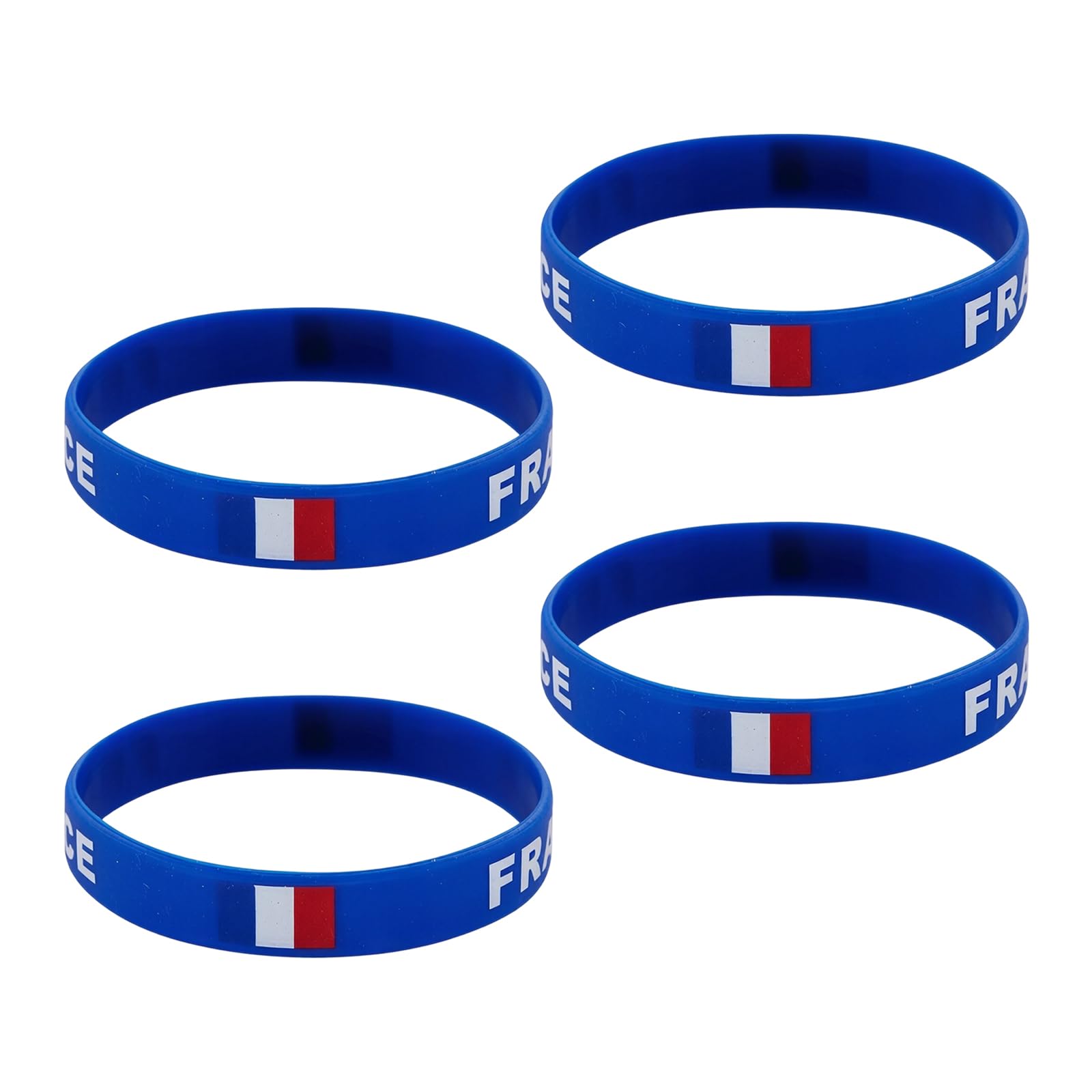 4 Pièces France Bracelet Taille Unique Nylon Bleu Blanc Rouge Élastique Réglable Imperméable Résistant Confortable pour CM Euro Fête Festival Quotidien Sport Hommes Femmes Enfants