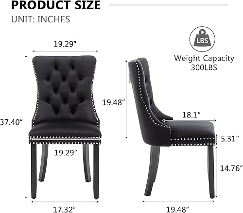 Miniatura 3 de Juego de 4 sillas de comedor de terciopelo, sillas de comedor tapizadas con ribete de anillo y botón trasero y patas de madera, asientos modernos