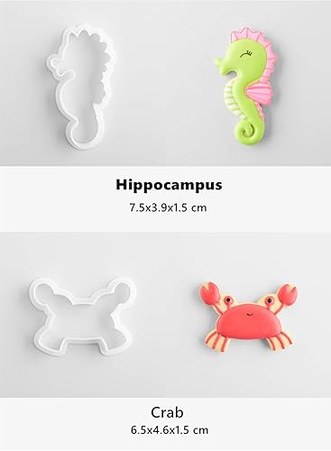 Miniatura 5 de Cortadores de galletas, 8 piezas de cortador de sándwiches de galleta, delfín, ballena, pulpo, formas de pescado, verduras, frutas, corteza de pan,