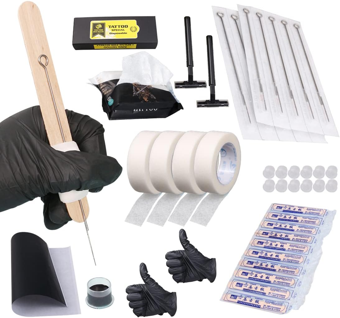 Tattoo Kit Hand poke Stick Hand Poke Pen Kit Tattoo Needle Tattoo for Beginner