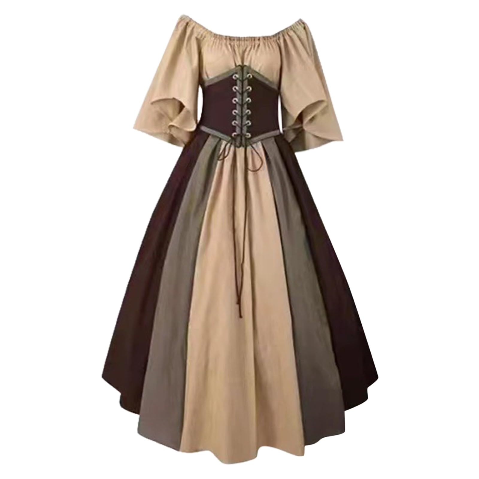 Womens Renaissance Costume Vintage Elegant Lace up Halloween Gown Princess Dress with Corset Medieval Evening Party Prom Cocktail Swing Victorian Dresses for Ladies