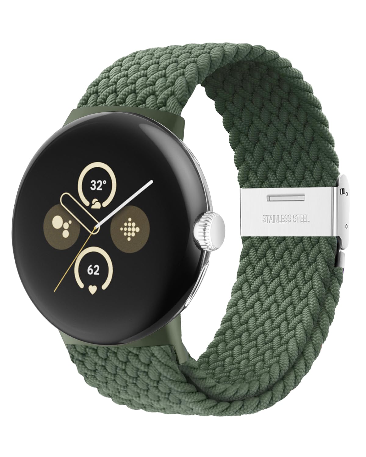 BandRain Stretchy Braided Bands Compatible with Google Pixel Watch 4 3 41mm/Pixel Watch 2 Band/Google Pixel Watch Band - Upgraded Connector - Elastic Nylon Breathable Sport Straps for Women Men