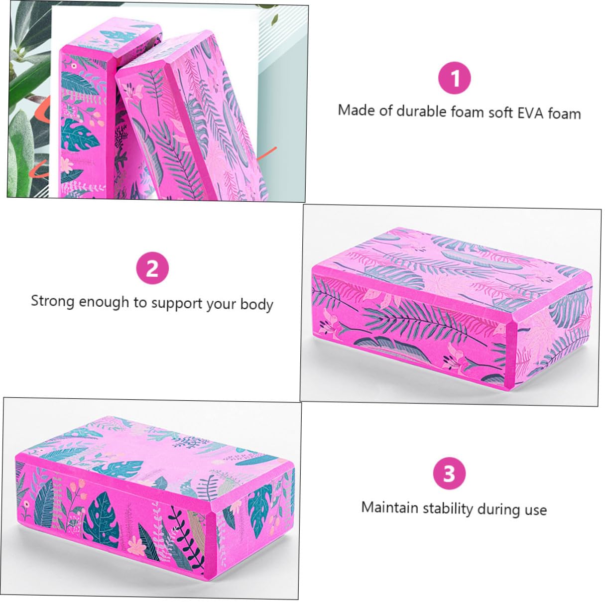 Healifty Bloques de Yoga Antideslizantes de Alta Densidad 2 Piezas Accesorios para Fitness y Pilates Soporte para Estiramientos y Ejercicios de Equilibrio Color Rosa