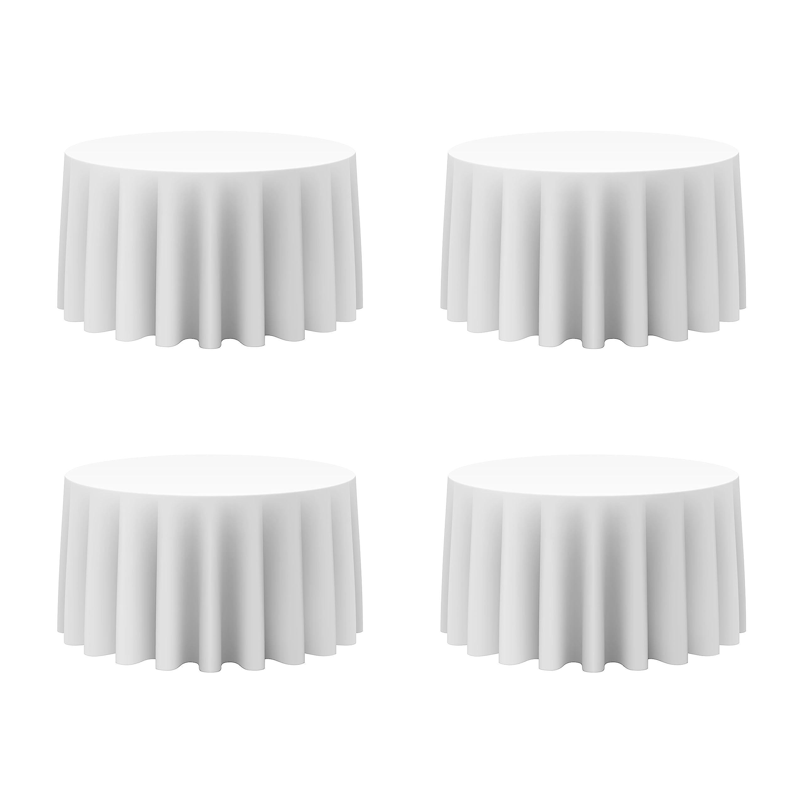 4 Pack White Round Tablecloths 120 Inch - Circle Bulk Linen Polyester Fabric Washable Table Clothes Cover for Wedding Reception Banquet Birthday Party Buffet