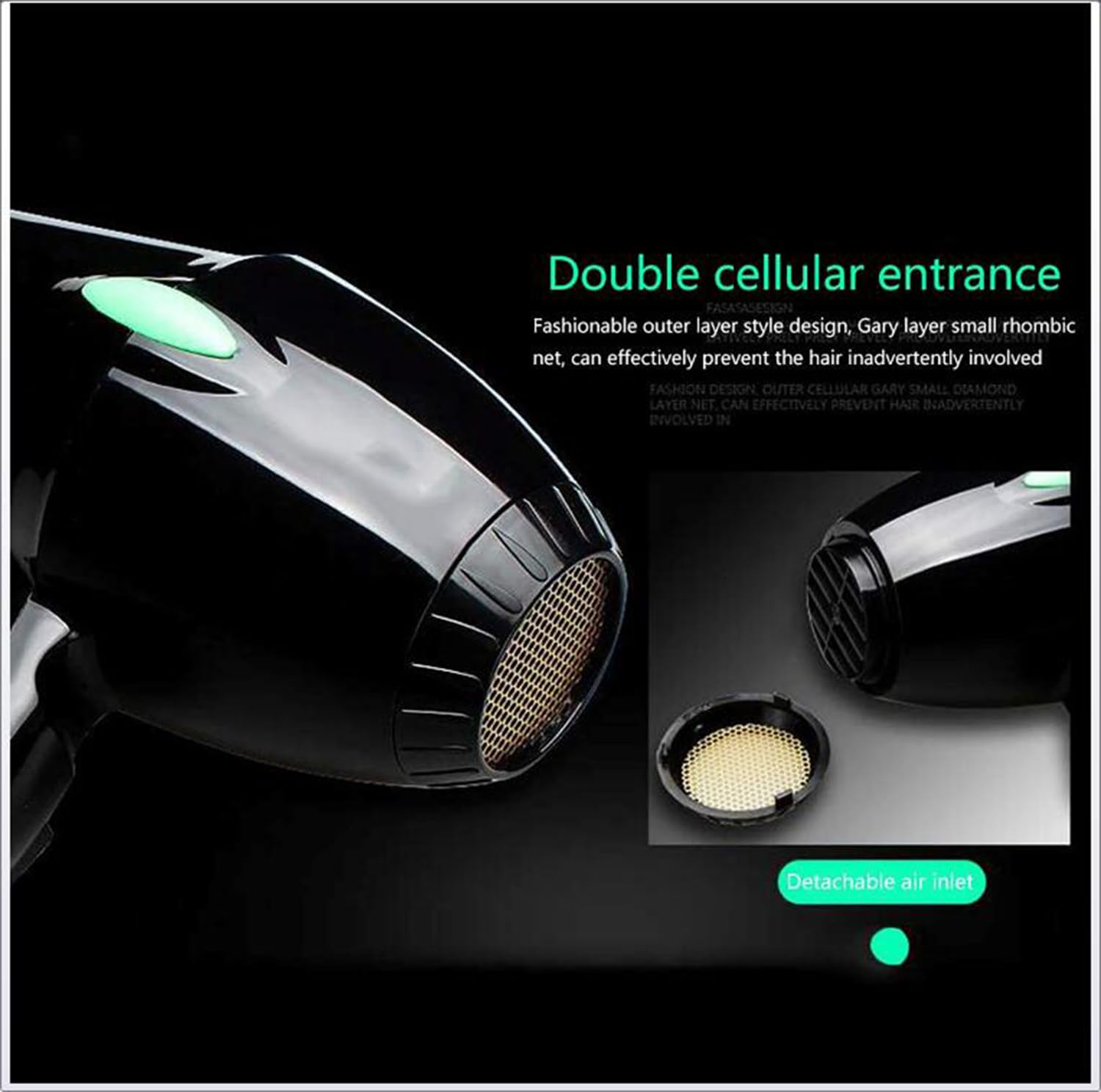 3000W Professioneller Haartrockner mit Diffusor für Frauen, Salon Ionisches Haartrockner mit 2 Geschwindigkeit und 3 Wärmeeinstellung, Leistungsstarker Fön mit Sammeldüse + Diffusor + Kamm