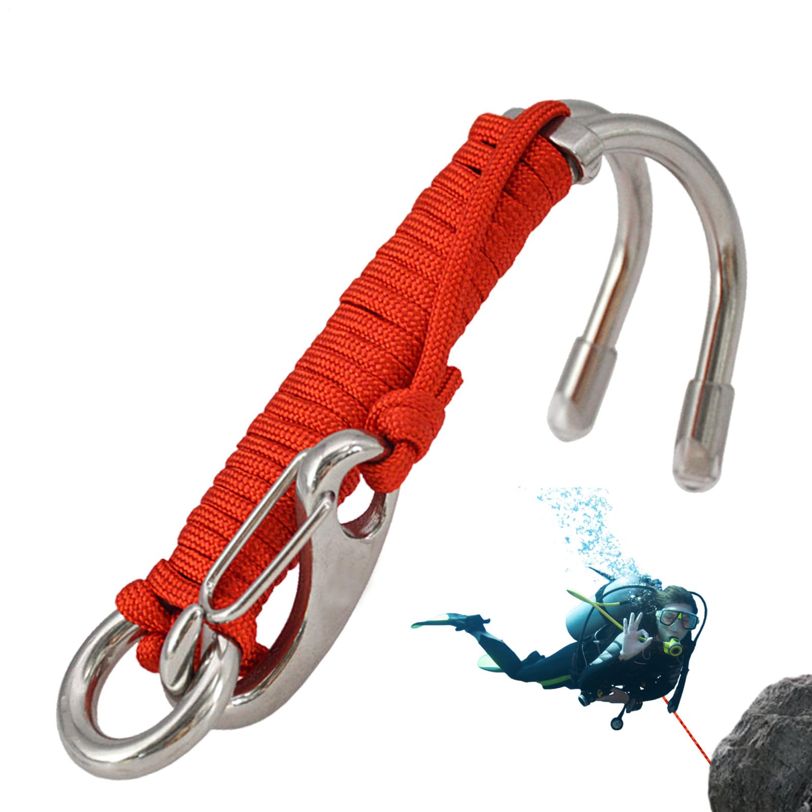 Crochets de plongée en acier inoxydable - Équipement de sécurité avec joint torique pour photographie sous-marine, plongée sous-marine et plongée sous-marine